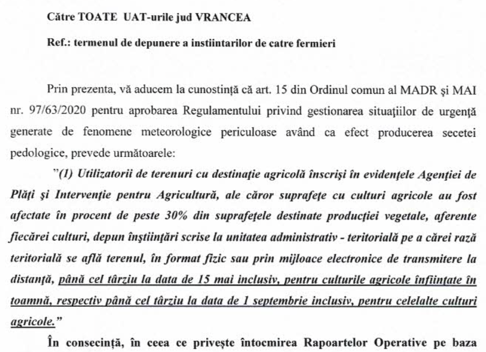 INFORMARE Rapoarte operative seceta pedologica (PDF)